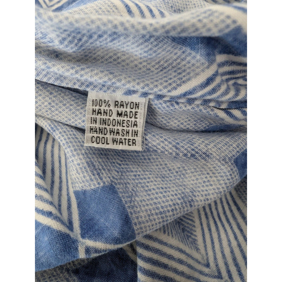 Anthropologie Aila Blue Smocked Ruffle Maxi Dress Navy Blue Ikat Geometric S - Picture 8 of 11